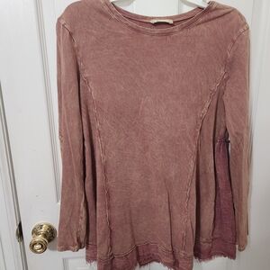Altar'd State Dusty Rose Long Sleeve Top